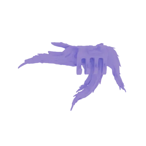3D model of a purple wispy creature with flowing tendrils and a central pronged core, isolated on a white background.