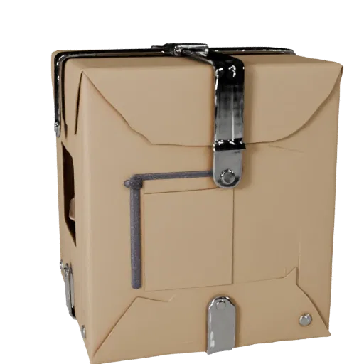 Boxed Chip Bag Realistisches 3D-Modell, Drei-Viertel-Studio-Rendering, das Karton und Verpackungsmasse zeigt.
