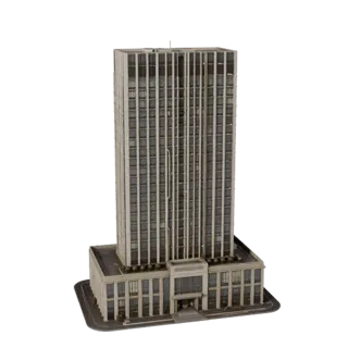 Commercial High Rise Building Unreal Engine-ready 3D model, Unreal Engine viewport, showing commercial office building materi