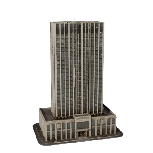 Modelo 3D de edificio comercial de gran altura listo para Unreal Engine, vista de Unreal Engine, mostrando materiales de edif