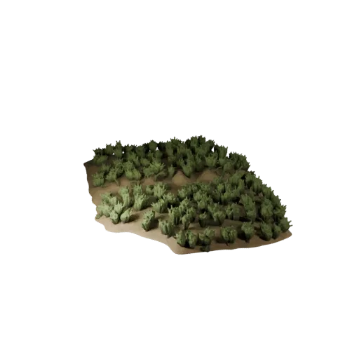 Dry Steppe Biome Modular 3D model, isometric modular kit view, showing terrain layers, dune ridges.