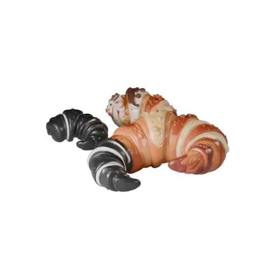 Croissant Stylized 3D model, stylized isometric render, showing cream, sweet food silhouette.