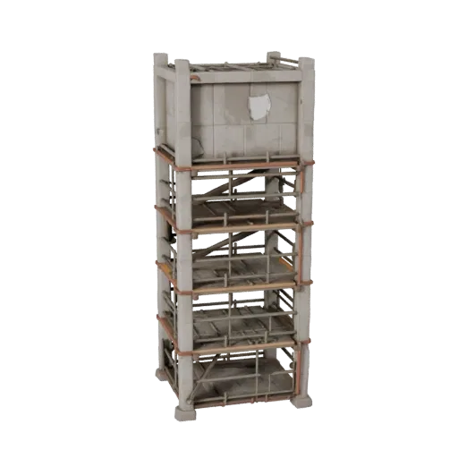 Site Safety Scaffold Tower Low Poly 3D model, game viewport three-quarter view, showing concrete, form detail.