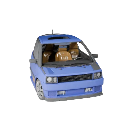 Modello 3D Crossover, vista di gioco tre quarti, asset veicolare pronto per Unity con linee della carrozzeria, vetrature, pos