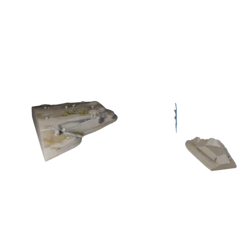 Modular River Segment Realistic 3D model, three-quarter environment render, showing wet stone, water edges.