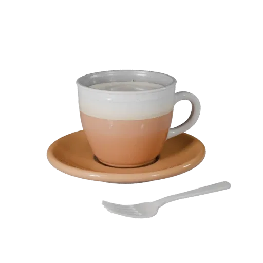 Breakfast Tea Service 3D model, three-quarter front view, Unity viewport, showing ceramic, arranged serving layout.