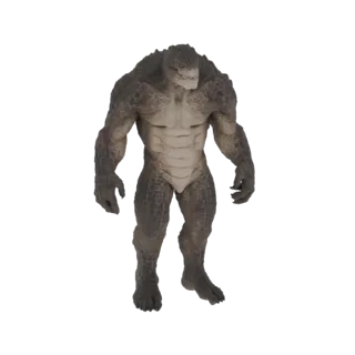 A 3D render of a muscular humanoid alligator character standing with its arms at its sides, showcasing detailed scales and a