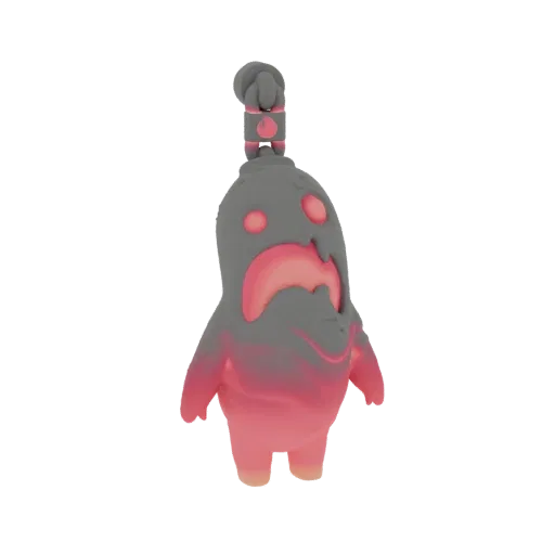 3D model of the Magmatude Charm, a creature with a glowing pink magma lower body and a grey stony upper body, featuring pink glowing eyes.