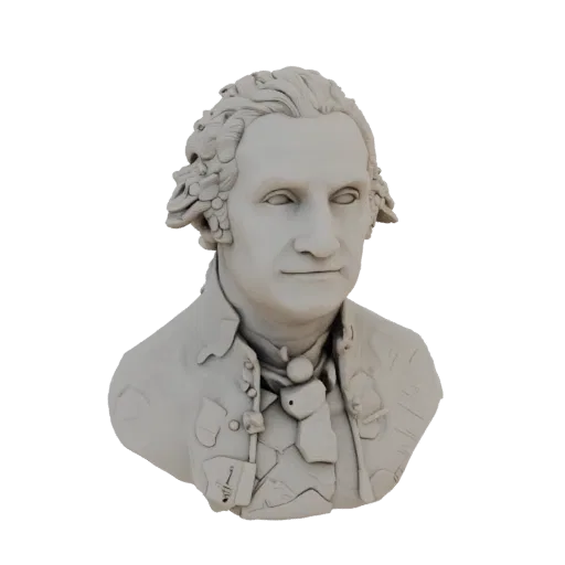 3D model of George Washington bust in classic style, with detailed facial features and clothing.