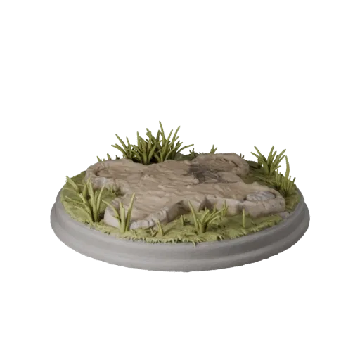 Snow Oval Base high poly 3D model preview showing rim shape, studio close-up view, height and ground texture
