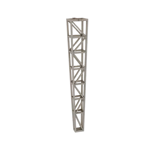 3D model of a tapered lattice tower section with a metal truss structure, narrowing towards the top.