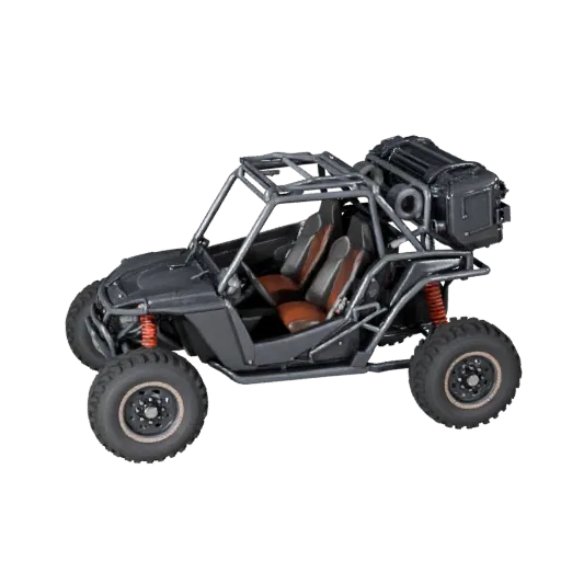 Modello 3D Buggy da Rally nel Deserto, vista studio tre quarti, asset veicolare pronto per Blender con silhouette costruita a