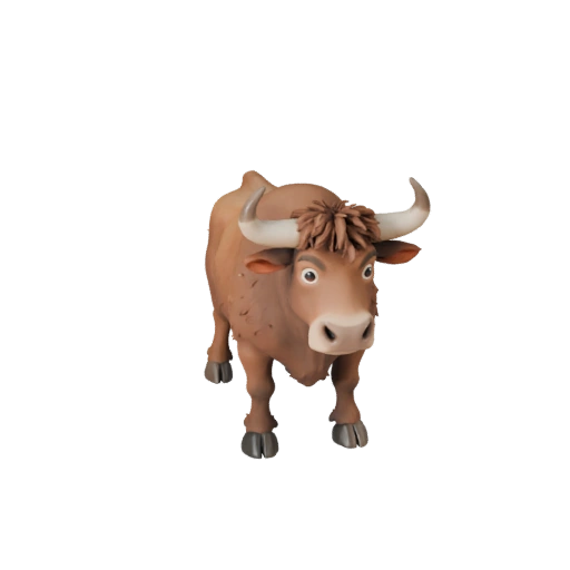 Modèle 3D de Taureau Dessin Animé - Asset Stylisé pour Animation | Libre de Droits