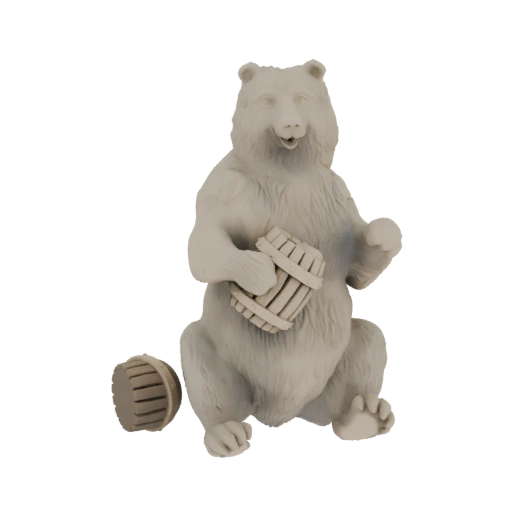 Bear with Honey Barrel Figurine