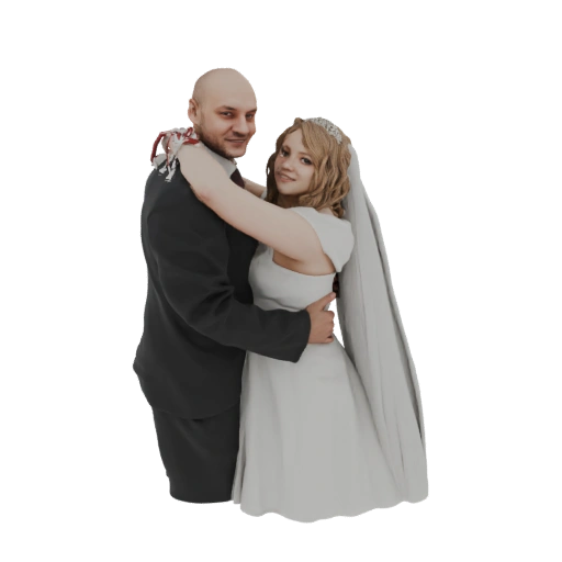 Hugging Couple Wedding Cake Topper 3D Model