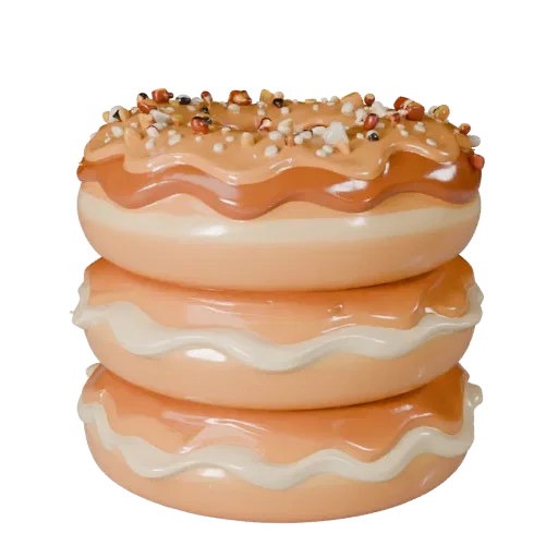 Bakery Donut Stack Stylized 3D model, stylized isometric render, showing cream, sweet food silhouette.