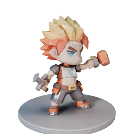 Vinyl Figurine low poly 3D model preview showing pose, three-quarter game view, toy proportion and material detail