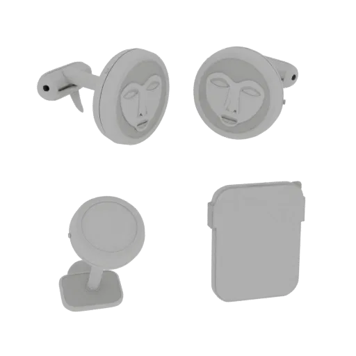 Round Cufflink print ready 3D model, studio profile shot, showing recognizable cufflink proportions and material breaks.
