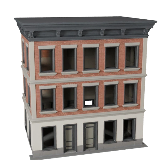 Modelo 3D de Kit de Fachada Modular Estilizada para Calle - Asset de Juego