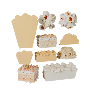 Popcorn STL print ready 3D model, top-down studio render, showing dessert proportion and finish under studio key light.