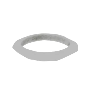 A 3D render of a light gray geometric ring with a subtly textured inner surface, viewed from a slight angle.