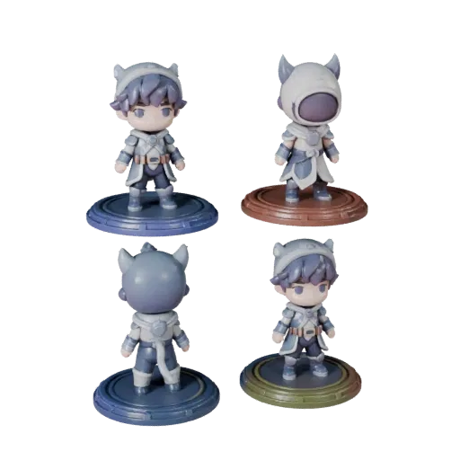 Chibi Animal Figurine STL printable 3D model preview showing pose, three-quarter display angle