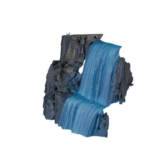Waterfall Cliff Scene High Poly 3D model, close-up cinematic environment render, showing wet stone, water edges.