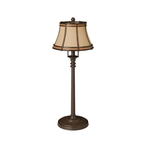 Art Deco Floor Lamp Stylized 3D model, living room, stylized isometric render, metal detail.