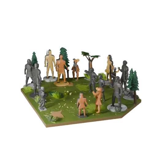Forest Battle Vignette stylized 3D model preview showing layered parts, three-quarter game view, depth and display scale