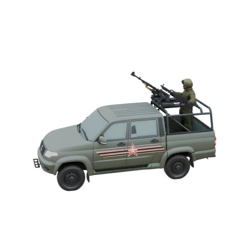 Military Pickup Truck with Machine Guns