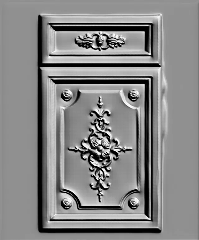 3D model of Medallion bas-relief with Baroque floral ornament, front view