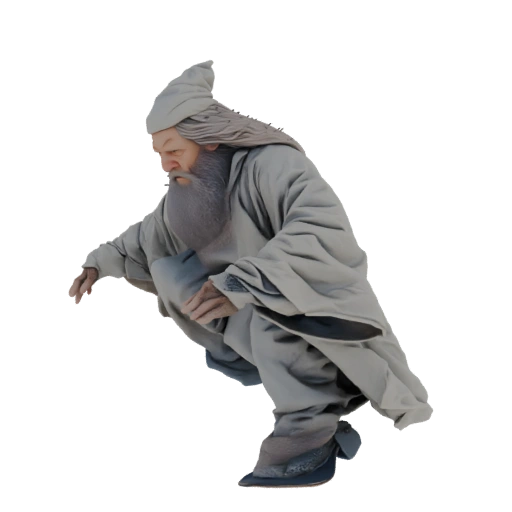 Mystical Old Man Crouching 3D Model
