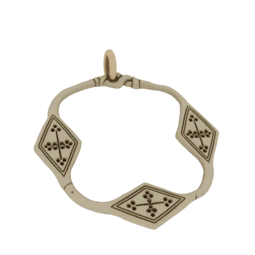 Modèle 3D d'un pendentif orné en forme de diamant avec des motifs géométriques et une finition os.