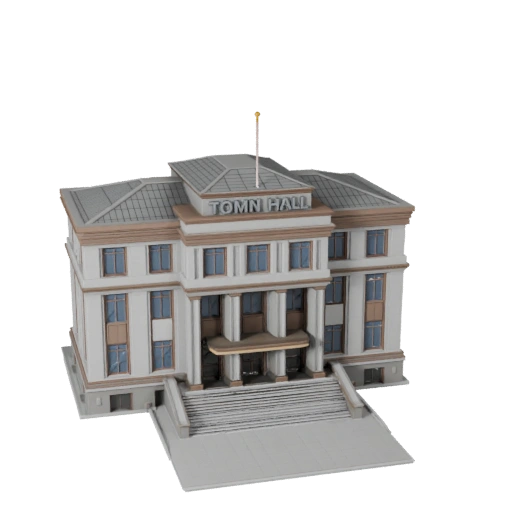 نموذج ثلاثي الأبعاد لقاعة المدينة لبرنامج بلندر - أصل عرض للتصميم المعماري