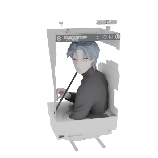Anime Boy in Social Media Frame 3D Model