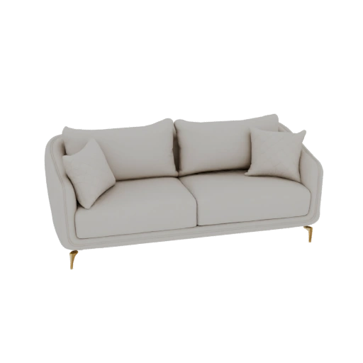 Modern Beige Sofa with Gold Legs