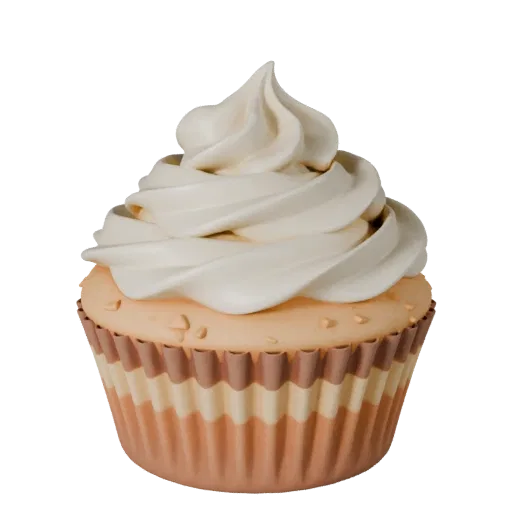 Mini Cupcake 3D model, three-quarter front view, Unity viewport, showing cream, sweet food silhouette.