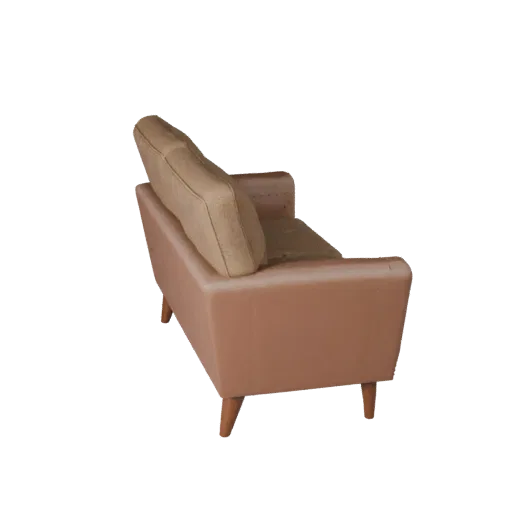 Mid Century Loveseat Stylized 3D model, living room, stylized isometric render, woven fabric detail.