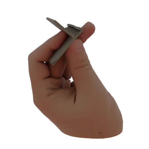 Hand Holding a Small Gray Clip