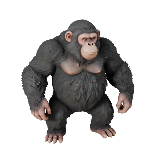 Modelo 3D de Chimpanzé de Alto Poligonagem - Recurso STL Detalhado para Impressão
