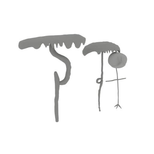 Stick Figure Under Mushroom