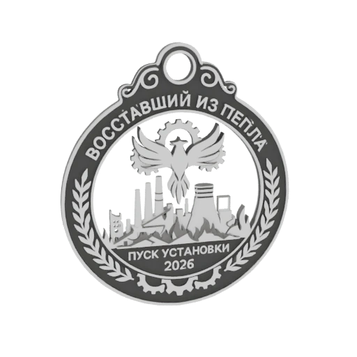 Phoenix Rising from Industrial Ashes Emblem 3D Model
