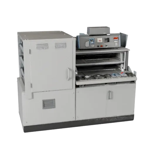 Inspection Control Cabinet Modular 3D model, isometric modular kit view, showing painted steel, machine stations.