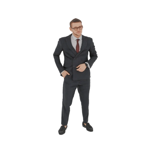 Business Man in Pinstripe Suit 3D Model