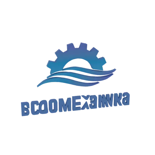 3D model of a hydro-mechanical logo featuring a blue gear above wavy water, with Russian text 'ВСООМЕХАНИКА' below.