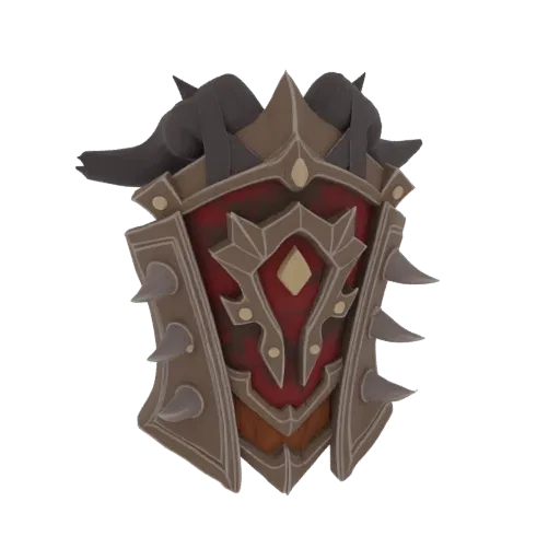 3D model of a dark, spiked Gothic shield with a central emblem and sharp protrusions.
