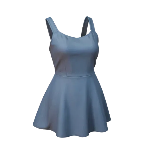 Mini Dress render detail 3D model, close-up hero shot, with clean topology and PBR shading on the garment.