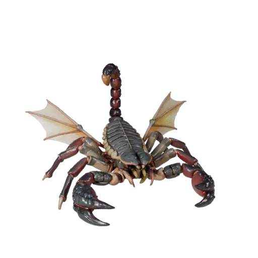 Modèle 3D réaliste de Scorpion, rendu de vie sauvage de profil, asset animal stylisé avec parties du corps segmentées, clarté