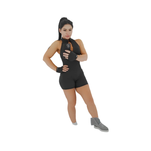 Woman in Black Bodysuit with Phone
