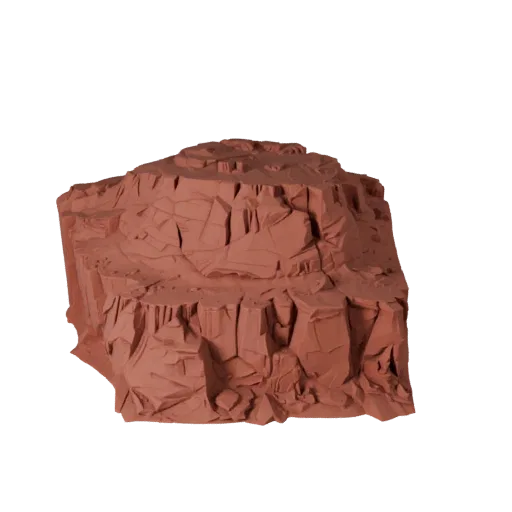 Red Rock Canyon Biome High Poly 3D model, close-up cinematic environment render, showing terrain layers, dune ridges.